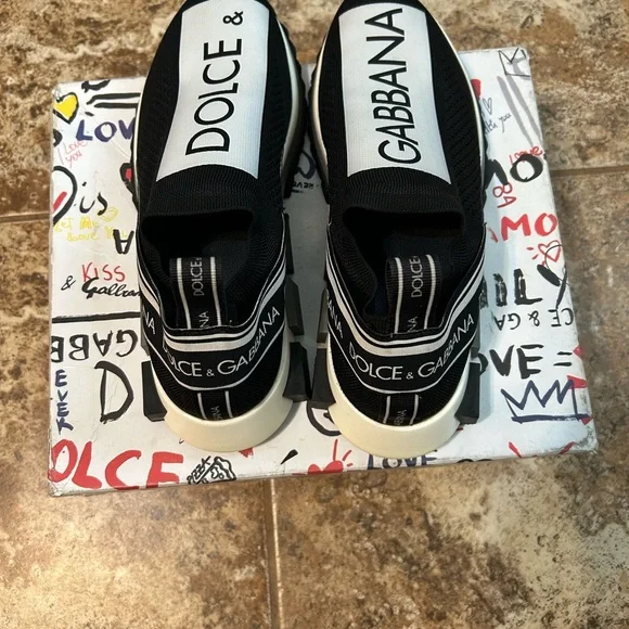 Dolce & Gabbana Black and White Slip-On Sneakers - Picture 8 of 8